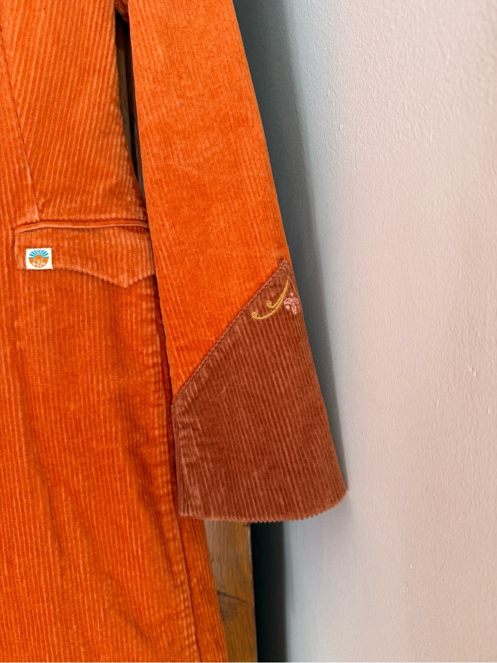 Arizona Designer-Rodeo Orange Corduroy Coat w/ Faux Fur Detachable Collar - Picture 9 of 13